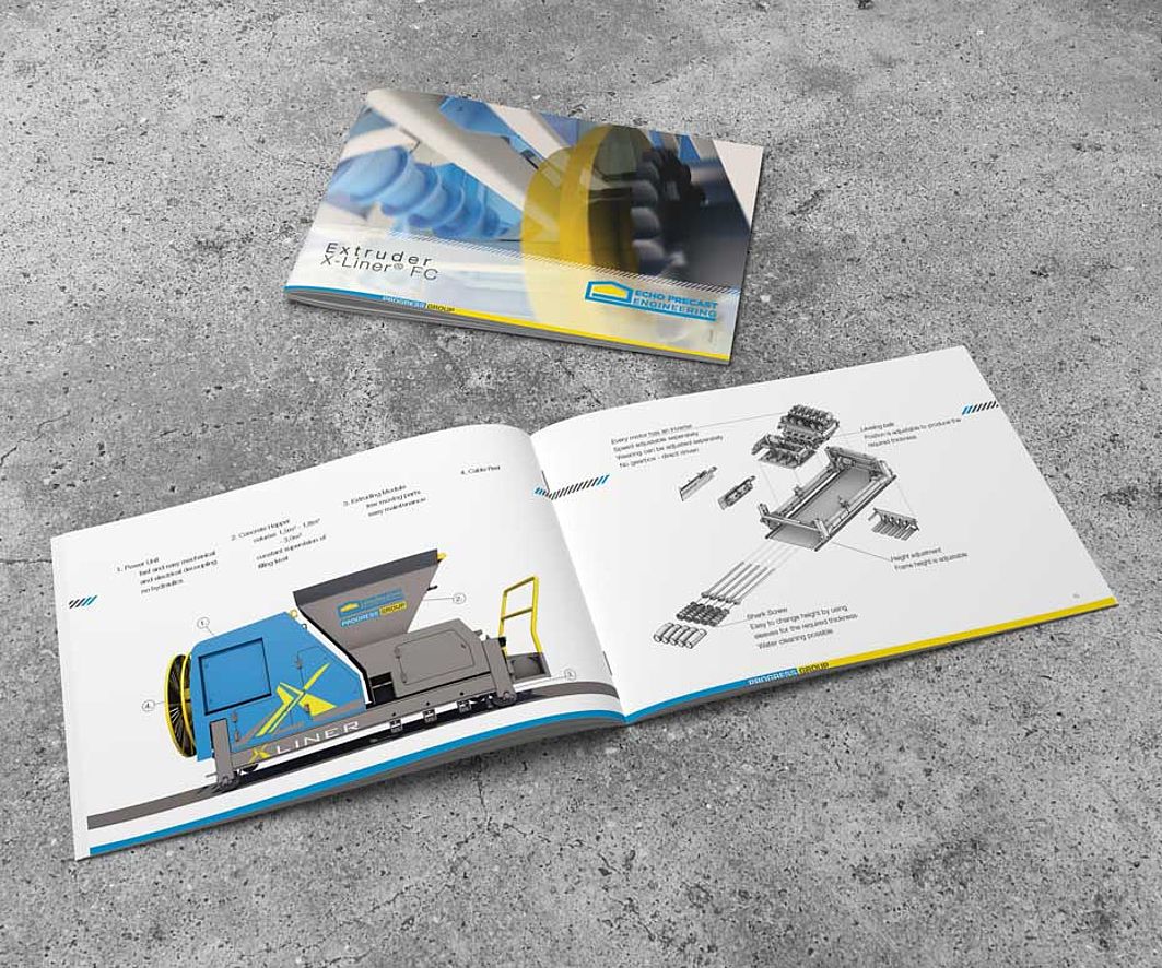 Productbrochure Extruder X-Liner FC van Echo Precast Engineering voor betonprefabproductie