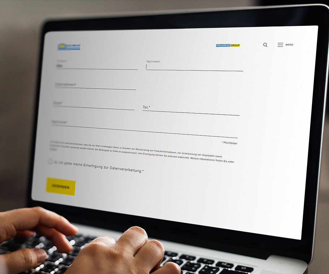 Contact form on the Echo Precast Engineering website of progress.group on a laptop